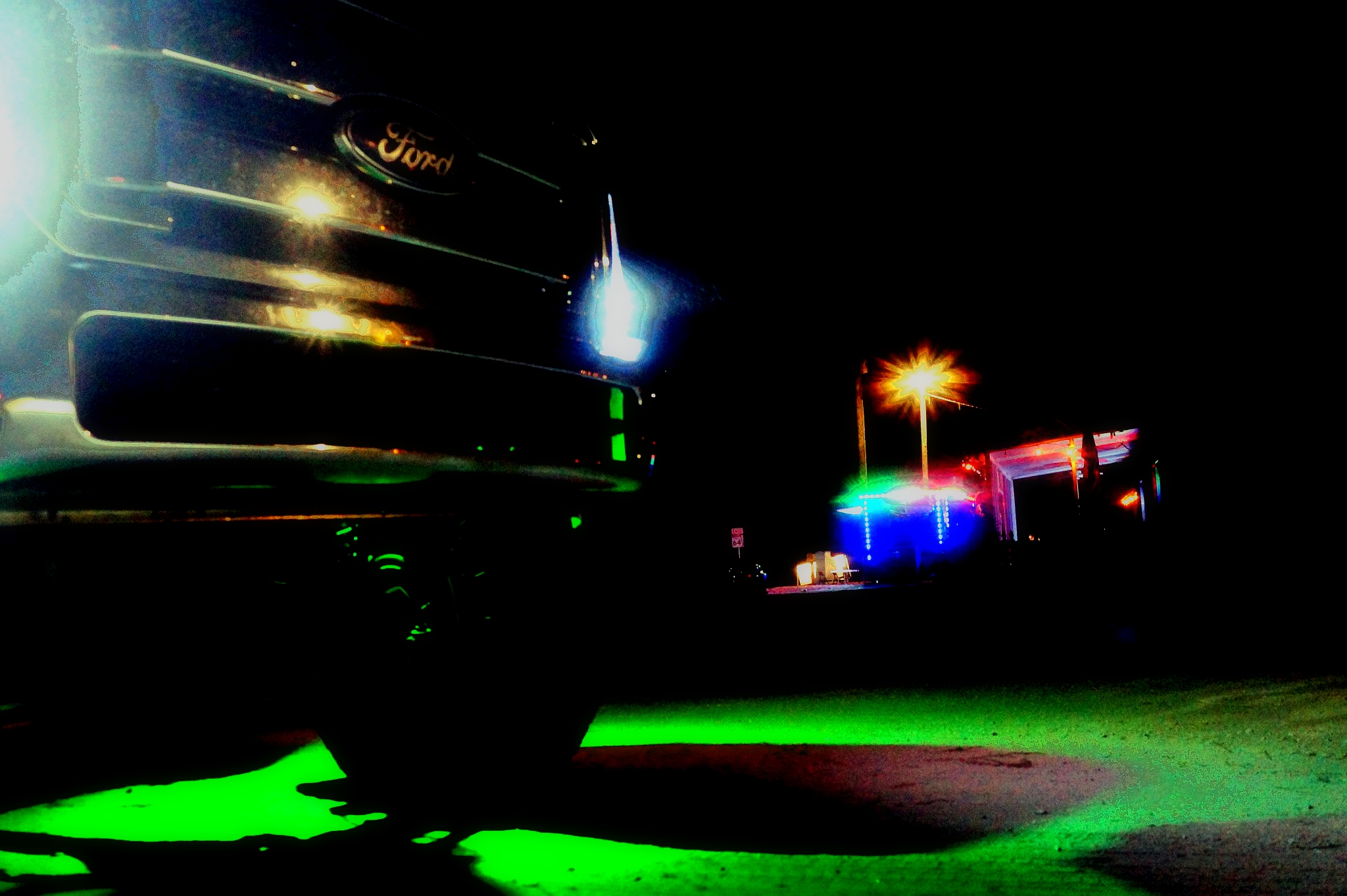 Commercial truck night shot with underglow
